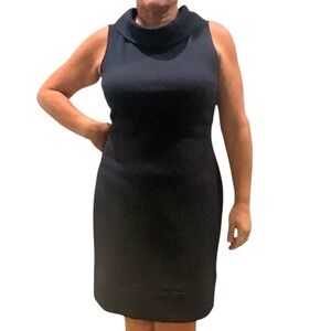 Chaps Women's Sleeveless Navy Blue Textured Funnel Neck‎ Sheath Dress NWT $110